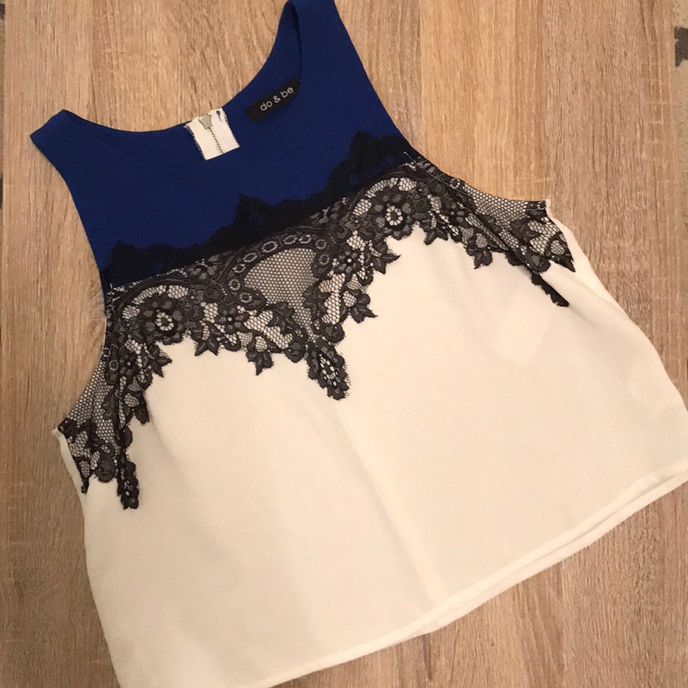 Colorblock Lace Chiffon Cropped Tank